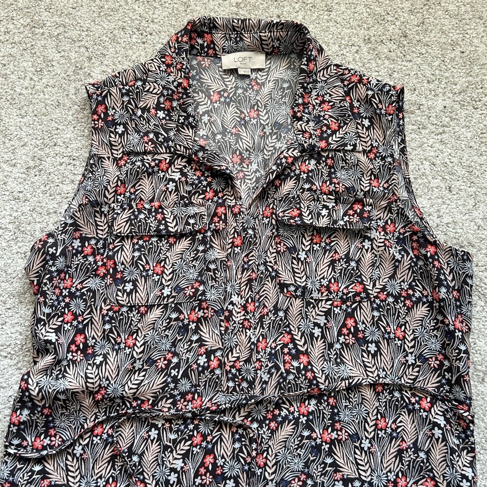LOFT Outlet Floral Mini Tie Waist Dress - Picture 2 of 8